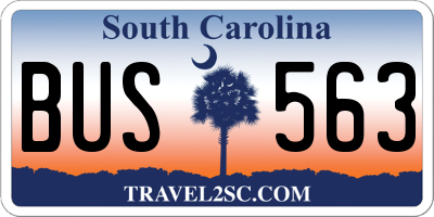 SC license plate BUS563
