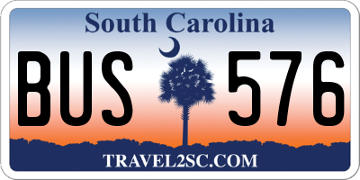 SC license plate BUS576