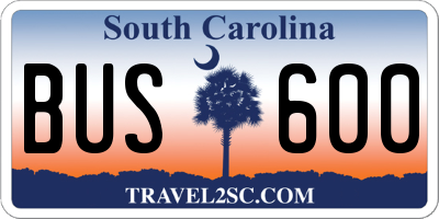 SC license plate BUS600
