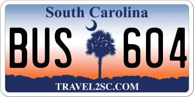 SC license plate BUS604