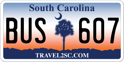 SC license plate BUS607