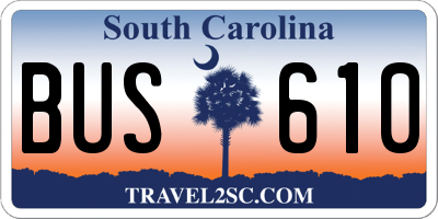 SC license plate BUS610