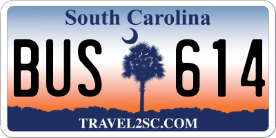 SC license plate BUS614
