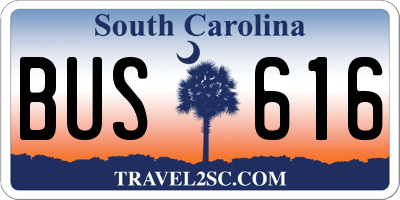 SC license plate BUS616