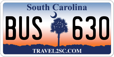 SC license plate BUS630