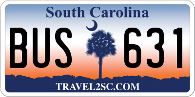 SC license plate BUS631