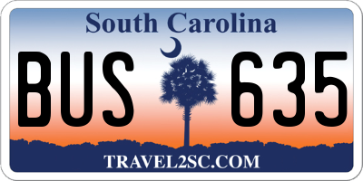 SC license plate BUS635