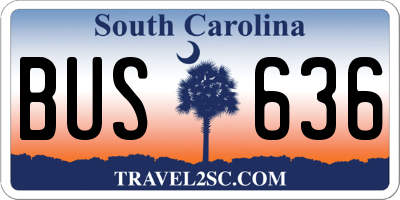 SC license plate BUS636