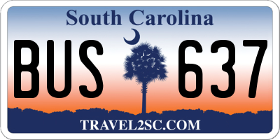 SC license plate BUS637