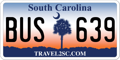 SC license plate BUS639