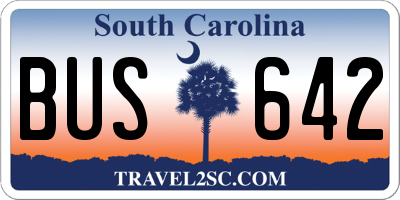 SC license plate BUS642