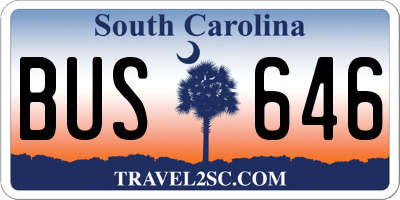 SC license plate BUS646