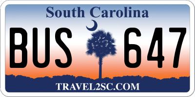 SC license plate BUS647