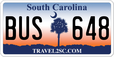 SC license plate BUS648
