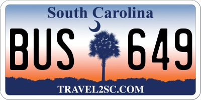 SC license plate BUS649
