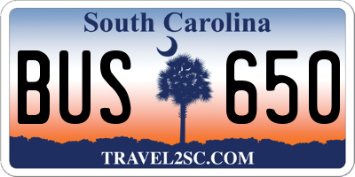 SC license plate BUS650