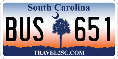 SC license plate BUS651