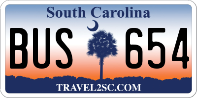 SC license plate BUS654