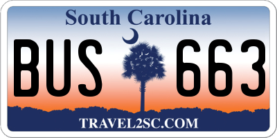 SC license plate BUS663