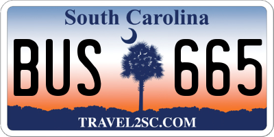 SC license plate BUS665