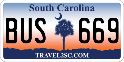 SC license plate BUS669