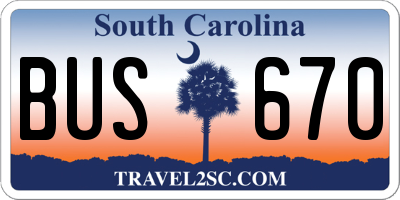 SC license plate BUS670