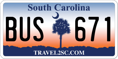SC license plate BUS671