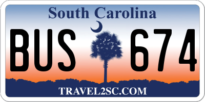 SC license plate BUS674