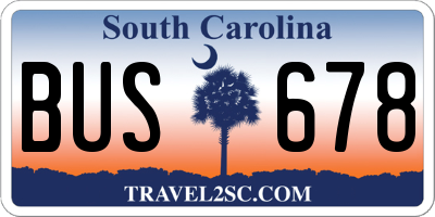 SC license plate BUS678