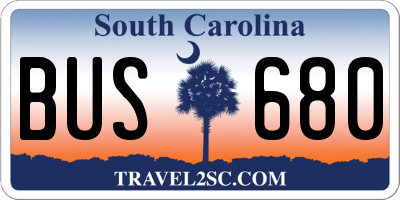 SC license plate BUS680