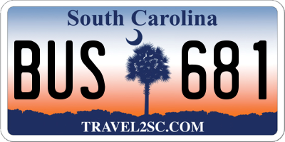 SC license plate BUS681