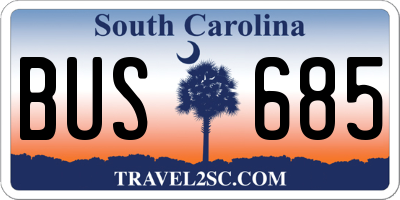 SC license plate BUS685