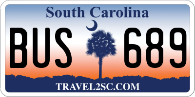 SC license plate BUS689