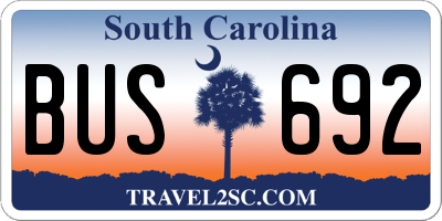 SC license plate BUS692