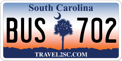 SC license plate BUS702