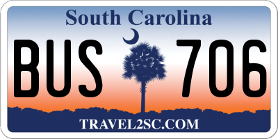 SC license plate BUS706