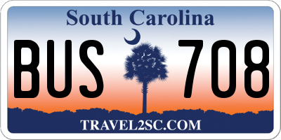 SC license plate BUS708