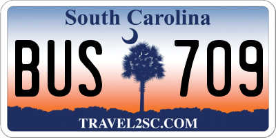 SC license plate BUS709