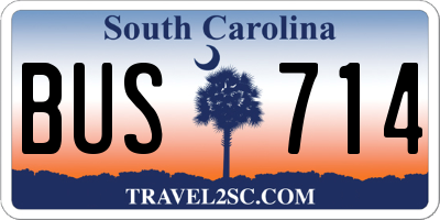SC license plate BUS714