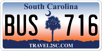 SC license plate BUS716