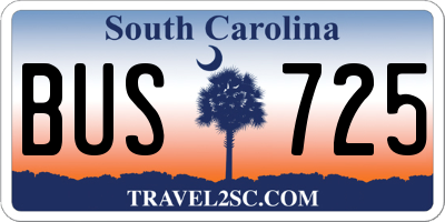 SC license plate BUS725