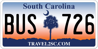 SC license plate BUS726