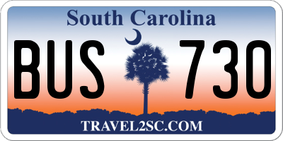 SC license plate BUS730