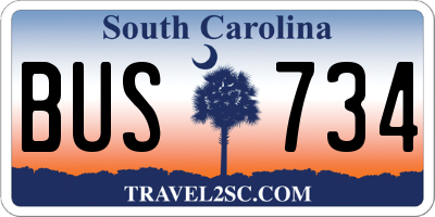 SC license plate BUS734