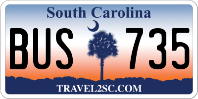 SC license plate BUS735