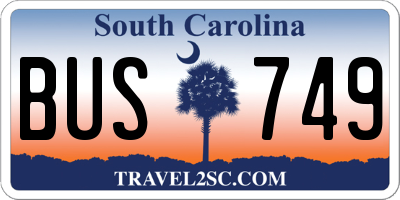 SC license plate BUS749