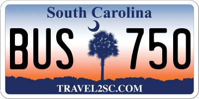 SC license plate BUS750