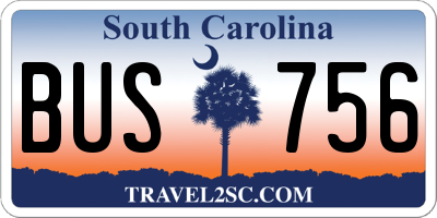 SC license plate BUS756