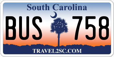 SC license plate BUS758