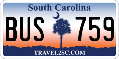 SC license plate BUS759